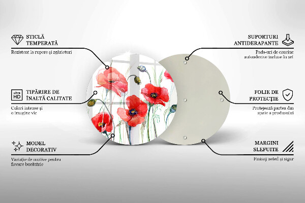 Protection plaque induction Fleurs de coquelicots rouges