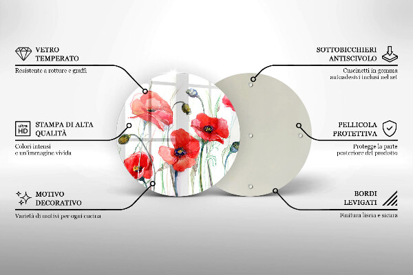 Protection plaque induction Fleurs de coquelicots rouges