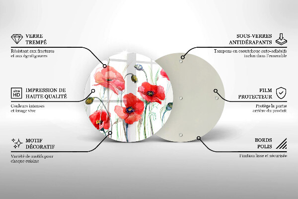 Protection plaque induction Fleurs de coquelicots rouges