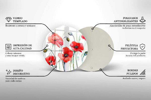 Protection plaque induction Fleurs de coquelicots rouges