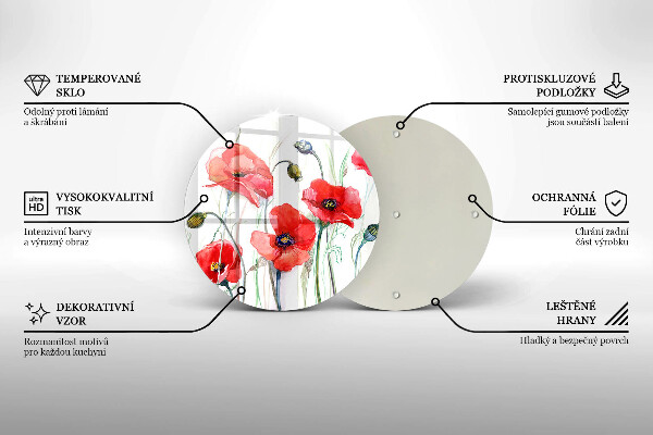 Protection plaque induction Fleurs de coquelicots rouges