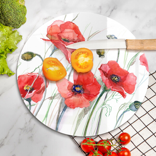 Protection plaque induction Fleurs de coquelicots rouges