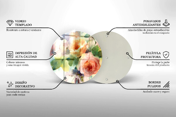 Protection plaque induction Fleurs peintes