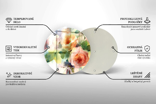 Protection plaque induction Fleurs peintes