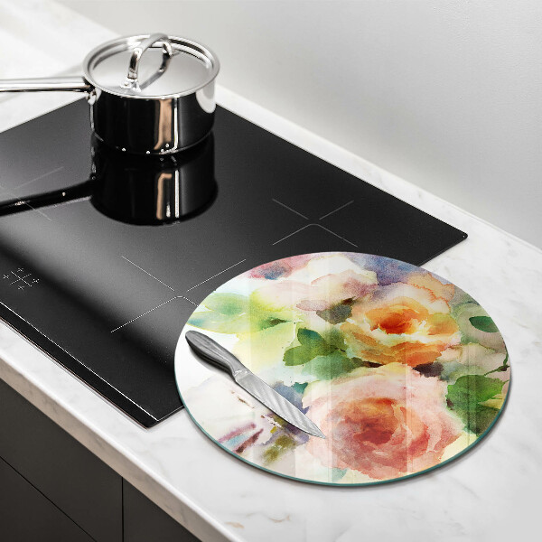 Protection plaque induction Fleurs peintes