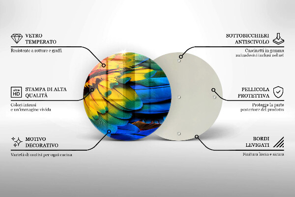 Protection plaque induction Plumes de perroquet colorées