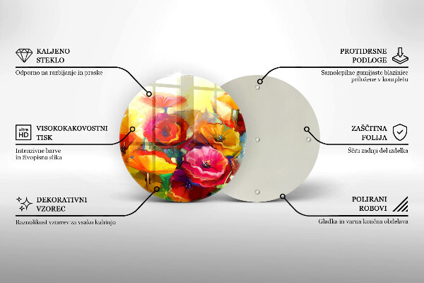 Protection plaque induction Fleurs colorées peintes