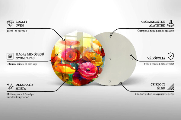 Protection plaque induction Fleurs colorées peintes