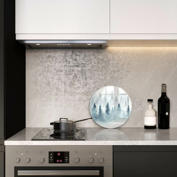 Protection plaque induction Forêt d'hiver peinte