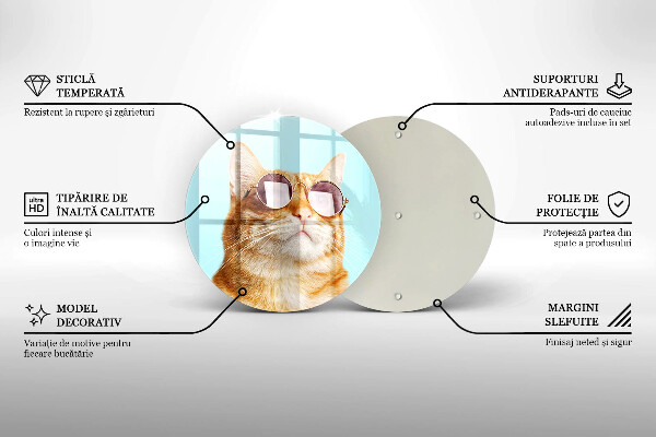 Protection plaque induction Chat rouge avec des lunettes