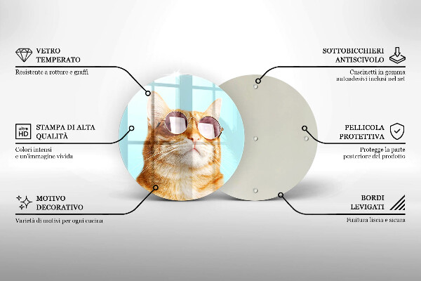 Protection plaque induction Chat rouge avec des lunettes