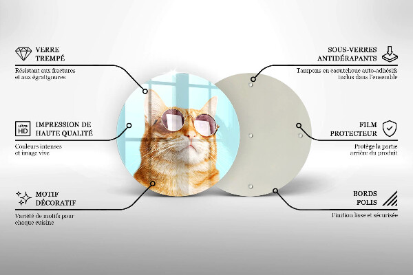 Protection plaque induction Chat rouge avec des lunettes