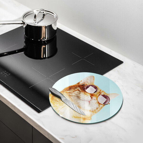 Protection plaque induction Chat rouge avec des lunettes