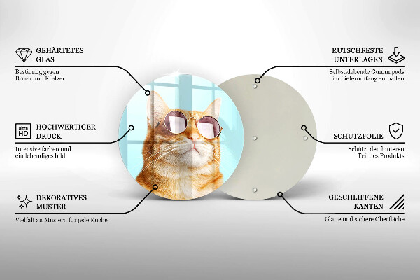 Protection plaque induction Chat rouge avec des lunettes