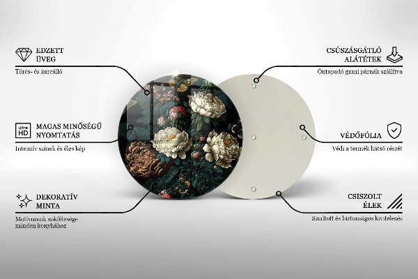 Protection plaque induction Fleurs de pivoine vintage