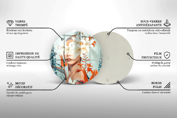 Protection plaque induction Femme en fleurs
