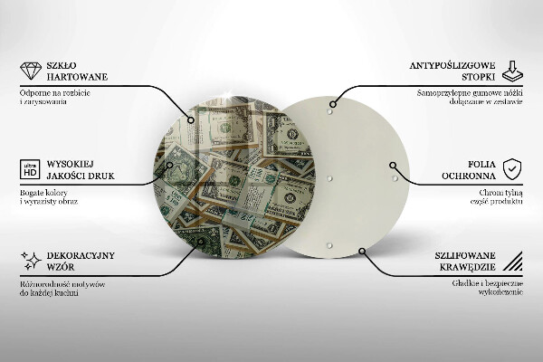 Planche à découper en verre Argent dollars