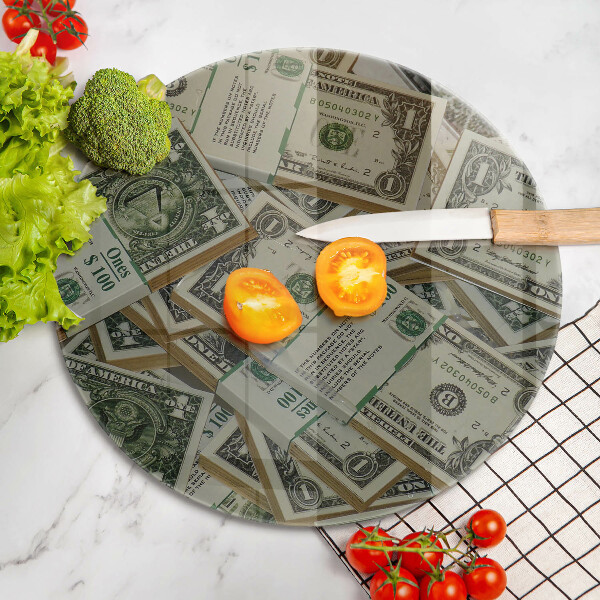 Planche à découper en verre Argent dollars