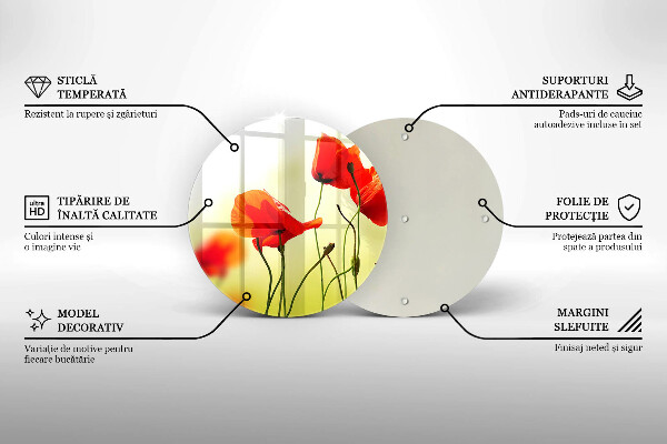 Protection plaque induction Fleurs de coquelicots rouges