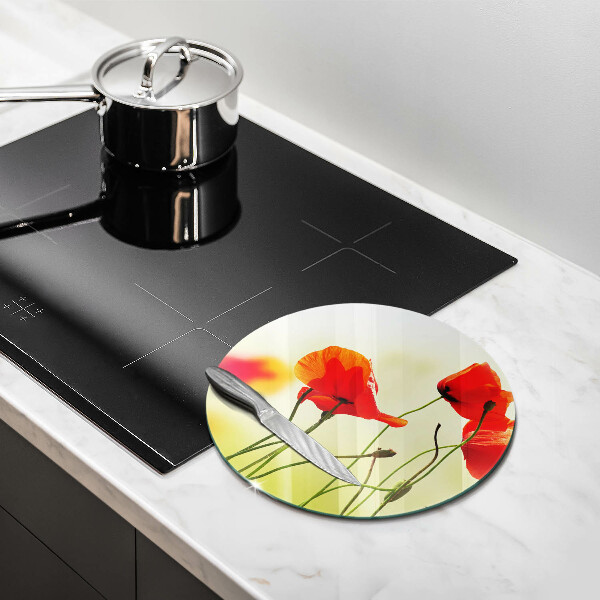 Protection plaque induction Fleurs de coquelicots rouges