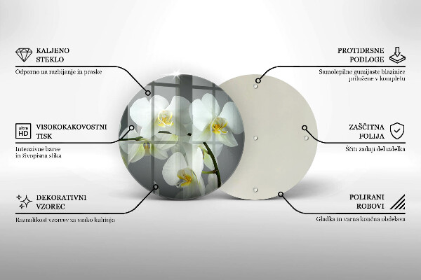 Protection plaque induction Fleurs d'orchidées blanches