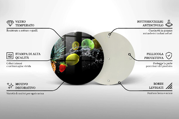 Planche à découper en verre Fruits dans l'eau