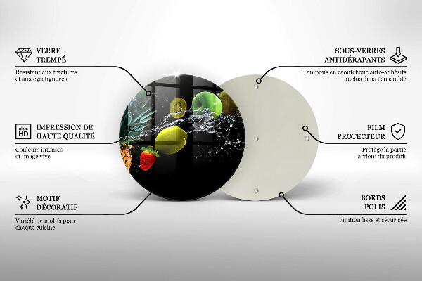 Planche à découper en verre Fruits dans l'eau