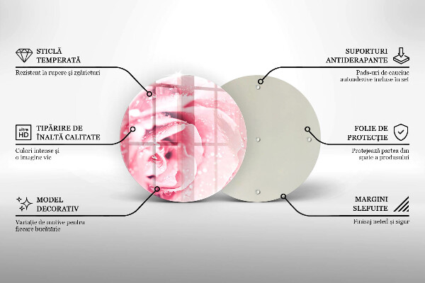 Protection plaque induction Gouttes de rosée et fleur rose