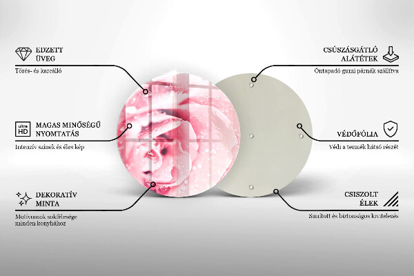 Protection plaque induction Gouttes de rosée et fleur rose