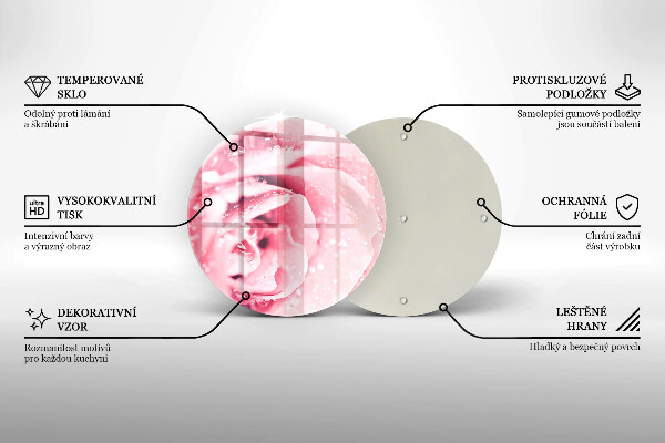 Protection plaque induction Gouttes de rosée et fleur rose