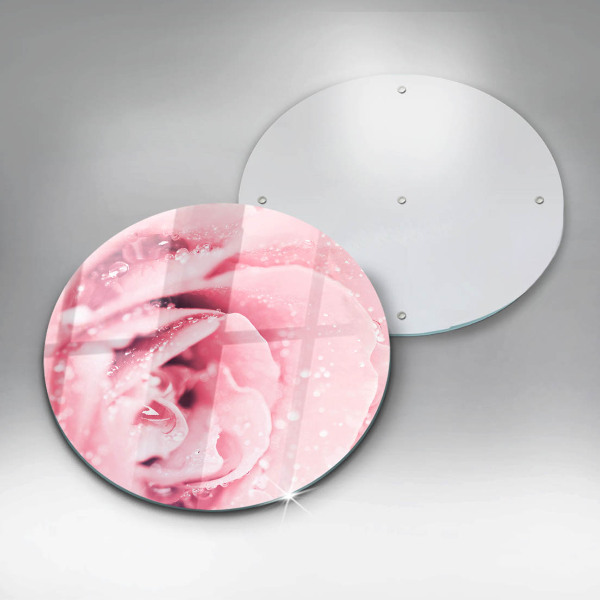 Protection plaque induction Gouttes de rosée et fleur rose