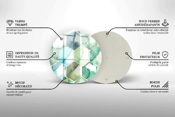 Protection plaque induction Hexagones aquarelle