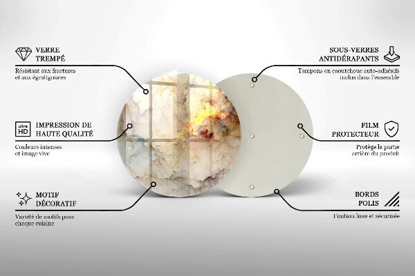 Protection plaque induction Texture de marbre avec de l'or