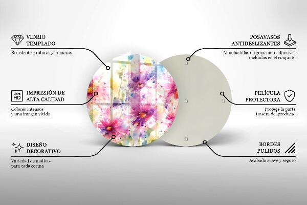 Protection plaque induction Fleurs peintes