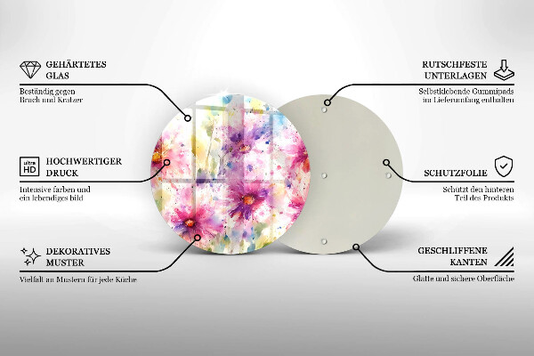 Protection plaque induction Fleurs peintes