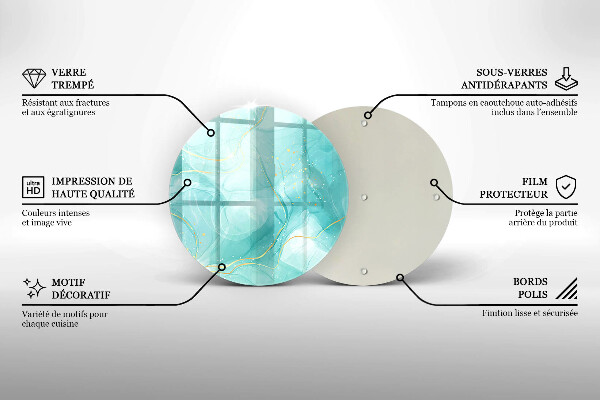 Protection plaque induction Abstraction bleue et dorée