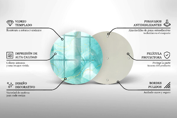 Protection plaque induction Abstraction bleue et dorée