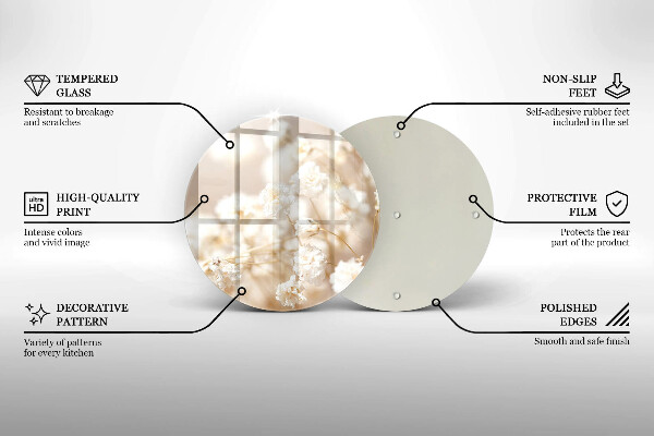 Protection plaque induction Fleurs blanches délicates