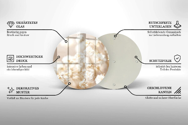 Protection plaque induction Fleurs blanches délicates