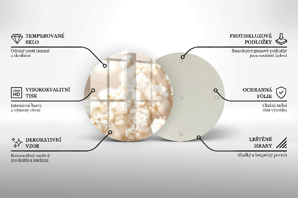 Protection plaque induction Fleurs blanches délicates