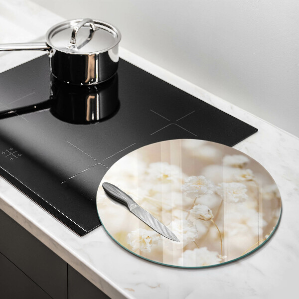 Protection plaque induction Fleurs blanches délicates