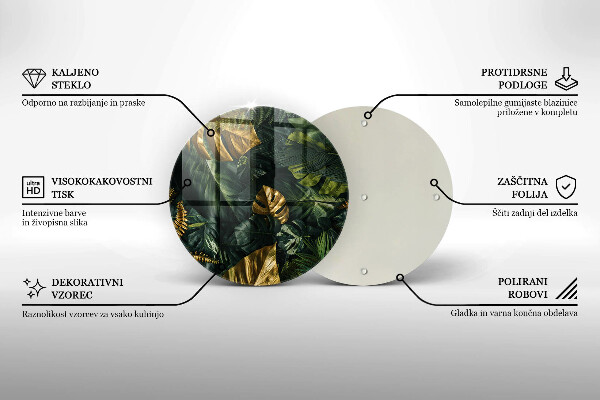 Protection plaque induction Feuilles de monstera dorées