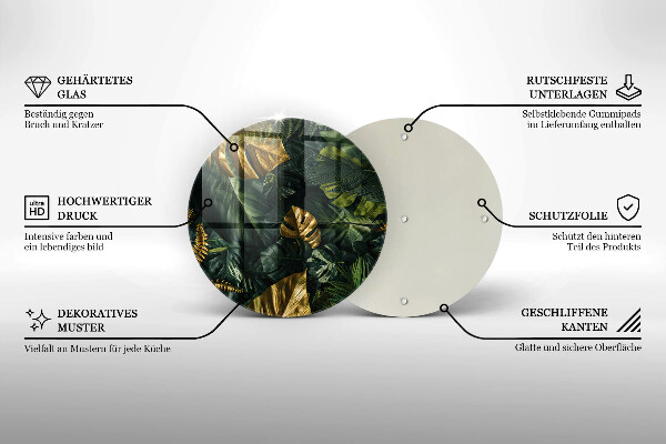 Protection plaque induction Feuilles de monstera dorées