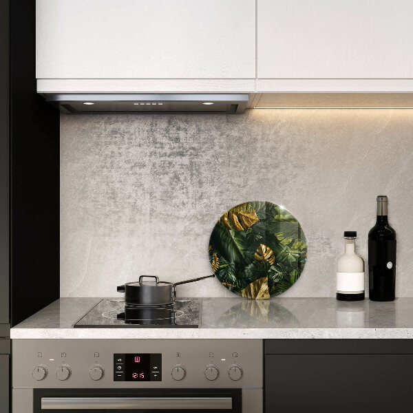 Protection plaque induction Feuilles de monstera dorées