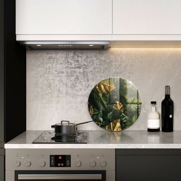 Protection plaque induction Feuilles de monstera dorées