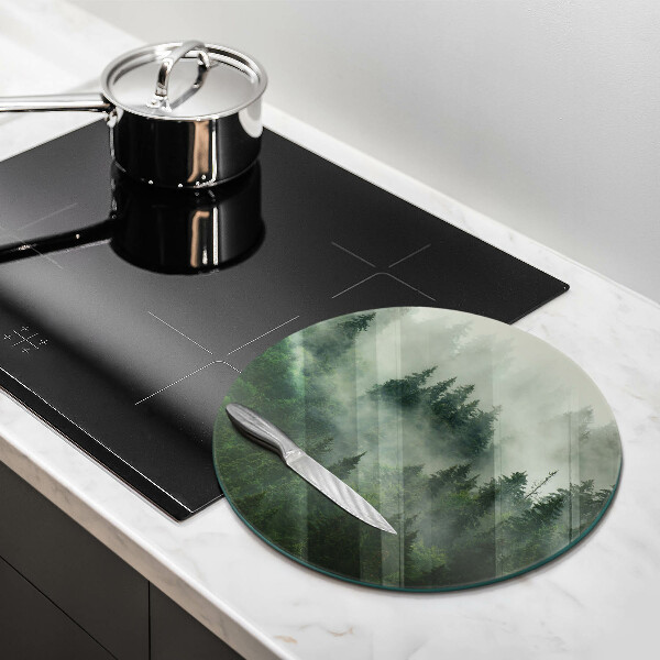 Protection plaque induction Paysage forestier brumeux