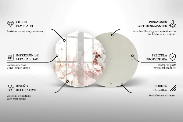 Protection plaque induction Pivoines pastel