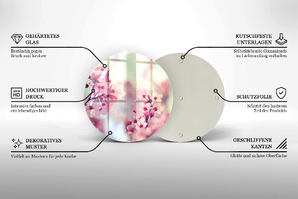 Protection plaque induction Fleurs roses printanières