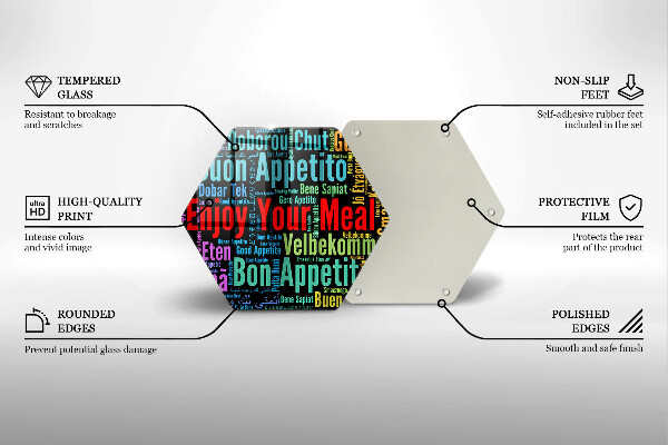 Cache plaque de cuisson Sous-titres Bon appétit langues