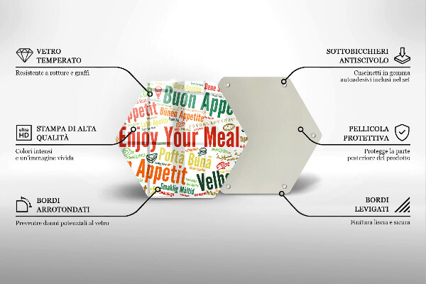 Cache plaque de cuisson Sous-titres Bon appétit langues
